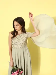 Miss Chase Women Gorgeous Green Embellished Gown for Days