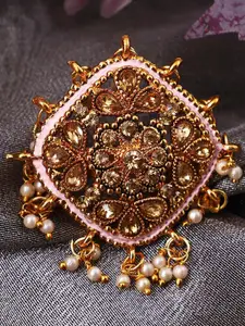 ANIKAS CREATION Gold-Toned Embellished With Pearls Adjustable Finger Ring