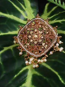 ANIKAS CREATION Woman Gold Tone Embellished With Pearls Adjustable Finger Ring