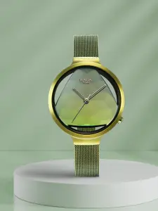 Titan Women Green Brass Dial & Green Stainless Steel Bracelet Style Straps Analogue Watch 95134QM01