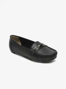 Flat n Heels Women Black Solis Perforations Loafers