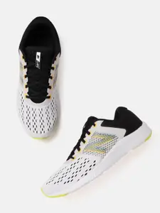 New Balance Men White & Black Woven Design Running Shoes