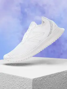 New Balance Men White Woven Design Running Shoes