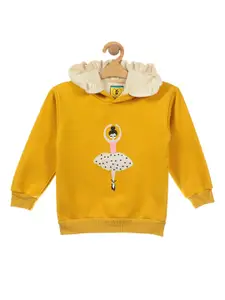 Lil Lollipop Girls Mustard Printed Fleece Sweatshirt