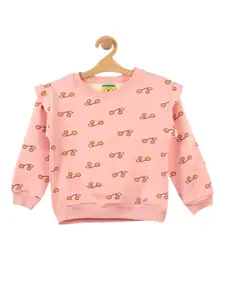Lil Lollipop Girls Pink Strawberry Printed Fleece Sweatshirt