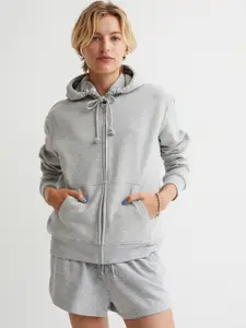 H&M Women Grey Zip-through hoodie
