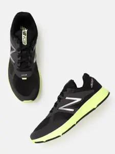 New Balance Men Charcoal Grey & Black Woven Design Running Shoes