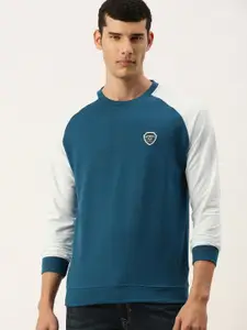 Peter England Casuals Men Blue Contrast Sleeves Sweatshirt