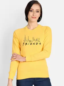 Free Authority Women Yellow Friends Printed Sweatshirt