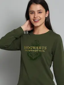 Free Authority Women Green Harry Potter Printed Sweatshirt