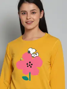 Free Authority Women Yellow Peanuts Printed Sweatshirt