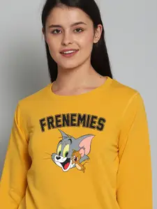 Free Authority Tom & Jerry Women Yellow Printed Sweatshirt