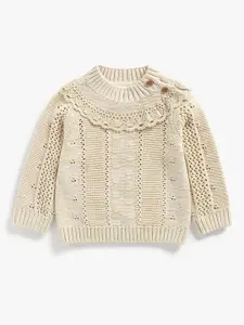 mothercare Girls Beige Lace Detail Pullover Sweater