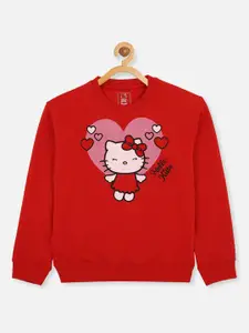 Kids Ville Girls Red Hello Kitty Printed Sweatshirt