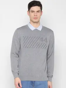 Allen Solly Sport Men Grey Pure Cotton Printed Pullover Sweater