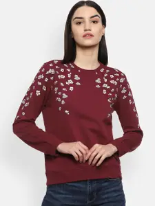 Van Heusen Woman Maroon Printed Sweatshirt