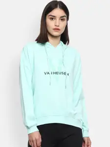 Van Heusen Woman Blue Printed Hooded Sweatshirt