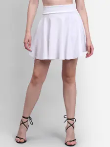 NEUDIS Women White Flared Mini Skirt