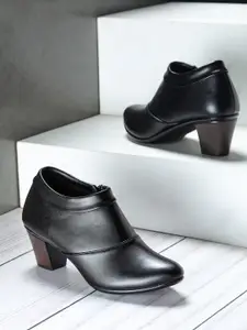 Shezone Black Block Heeled Boots