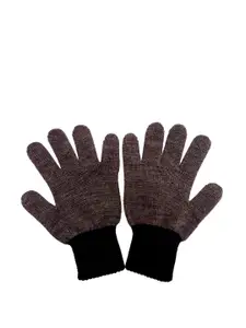 Gajraj Men Black & Brown Woolen Gloves