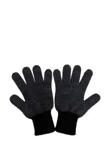 Gajraj Men Grey & Black Winter Woolen Gloves