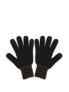 Gajraj Women Black & Coffee Brown Winter Woollen Gloves
