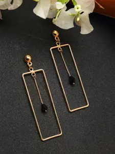 Madame Gold-Plated & Black Contemporary Drop Earrings