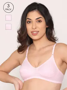 Kalyani Pack of 3 Pink & White Polka Dot Printed T-shirt Bra