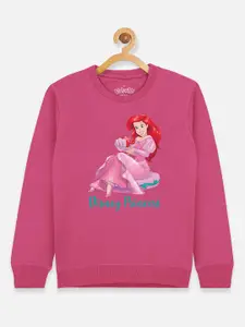 Kids Ville Girls Pink Disney Princess Printed Sweatshirt