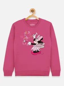 Kids Ville Mickey & Friends Girls Pink Printed Sweatshirt