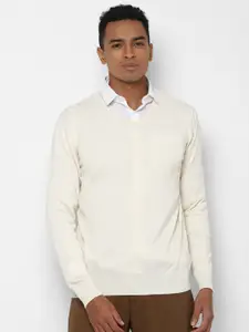 Allen Solly Men Cream-Coloured Pullover Sweater