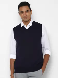 Allen Solly Men Navy Blue Acrylic Sweater Vest