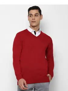Allen Solly Men Red Solid Pullover