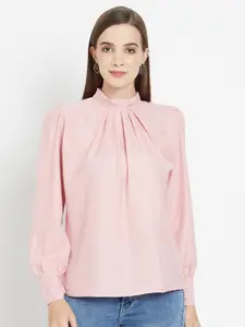 Purple State Pink Solid Blouson Top