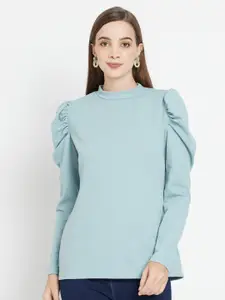 Purple State Turquoise Blue Solid Blouson Top