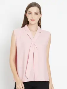 Purple State Pink Solid Crepe Regular Top