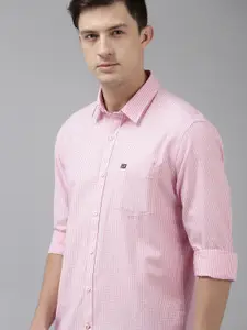 Arrow Sport Men Pink & White Slim Fit Checked Pure Cotton Casual Shirt