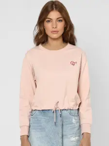 ONLY Women Pink Cotton Sweatshirt