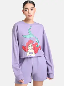 Kazo Women Purple Princess Ariel Printed Sweatshirt