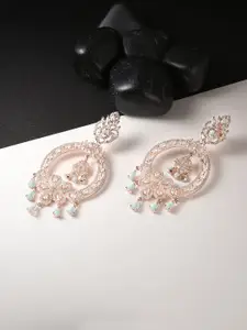 Adwitiya Collection Rose Crescent Shaped Drop Earrings