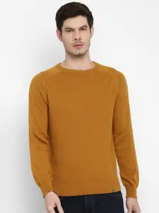 Red Chief Men Brown Ribbed Pullover Sweater