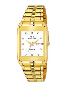 MORRIS KLEIN Men White Printed Dial & Gold-Plated Stainless Steel Bracelet Style Straps Analogue Watch