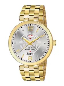 MORRIS KLEIN Men White Embellished Dial & Gold-Plated Stainless Steel Straps Analogue Watch MK-1011