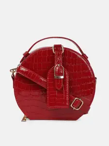 Bagsy Malone Red Textured PU Structured Satchel