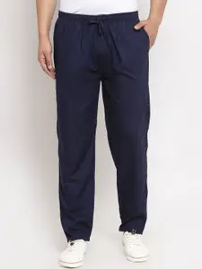 JAINISH Men Navy Blue Solid Cotton Track Pants