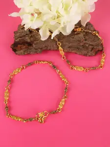 PENNY JEWELS Set of 2 Gold Plated Cutwork & Enamelled Anklet