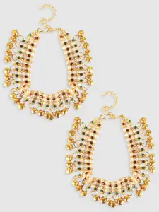 PENNY JEWELS Multicolored Stone Studded Anklet with Ghungroo Details