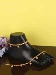 PENNY JEWELS Gold-Toned Stone Studded Ghungroo Detail Anklet