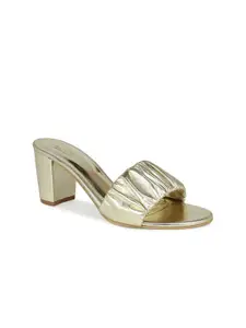 Inc 5 Gold-Toned Textured Block Heel