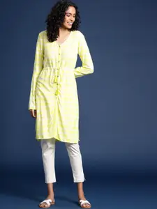 Taavi Shibori A-Line Kurta With Tie-up Detail